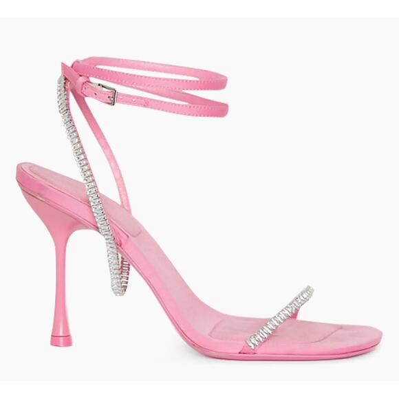 Authentic Jonathan Simkhai Pink Luxon Crystal Harness Sandals Sz 8.5 Party Heels - Picture 1 of 11